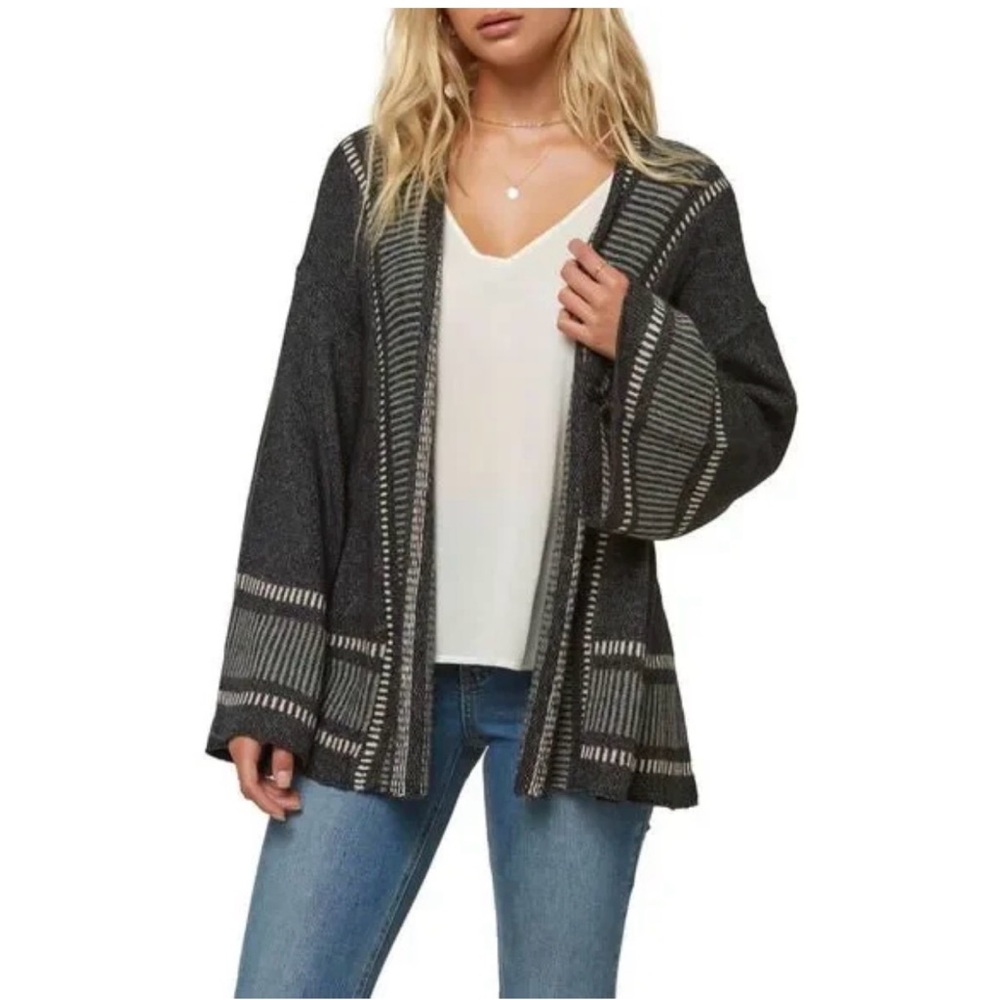 O'Neill Dark Gray and Light Beige Open Cardigan